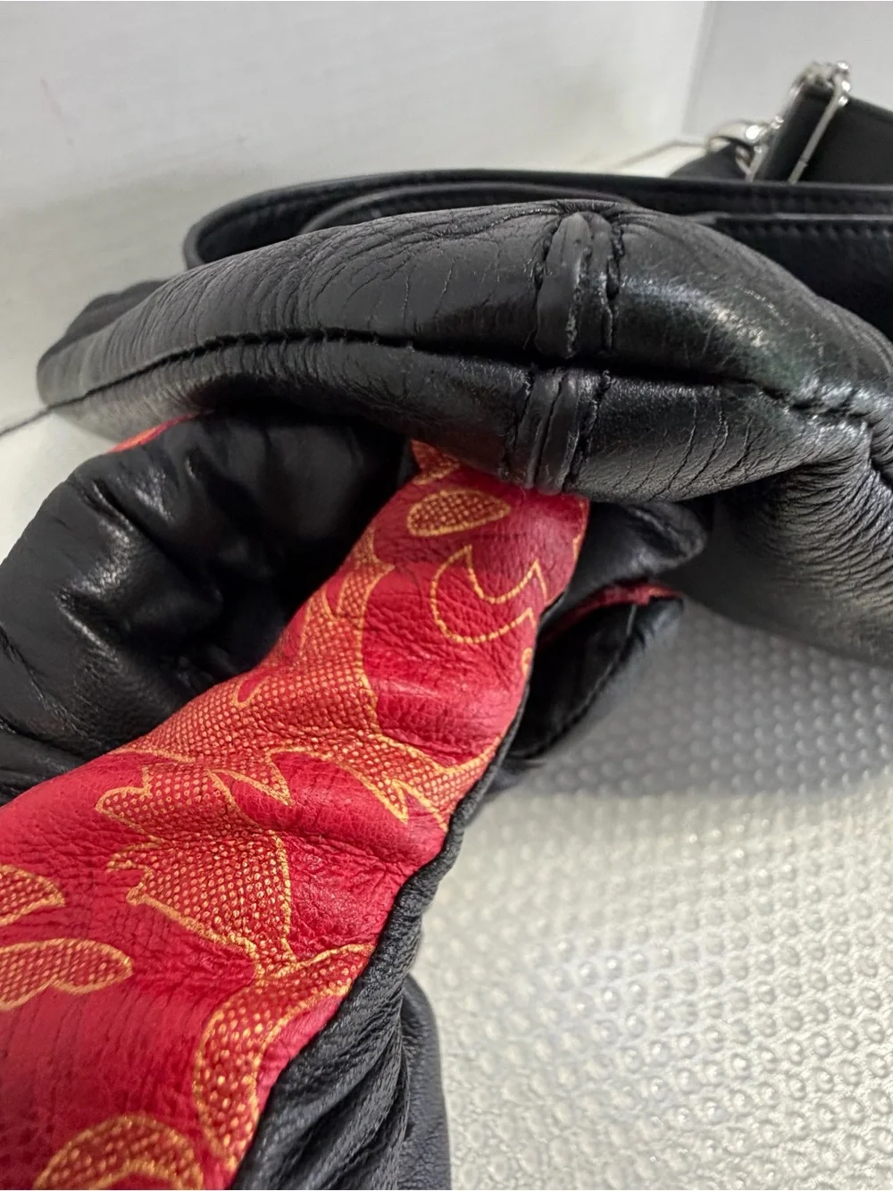Y2K margot Black Genuine Leather Label Accent